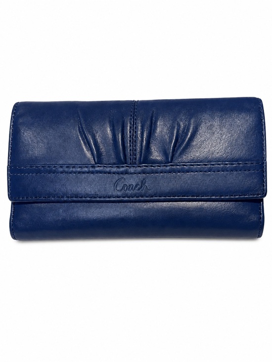 Coach Handbags - COACH Ashley Wallet & Checkbook Cover Royal Blue Glove Tanned Leather Y2K EUC
